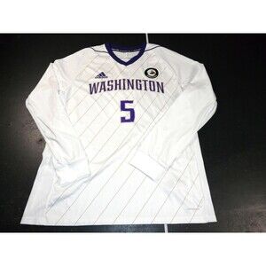 UW Washington Huskies NCAA Adidas Game Worn Soccer Jersey White Men's Large #5